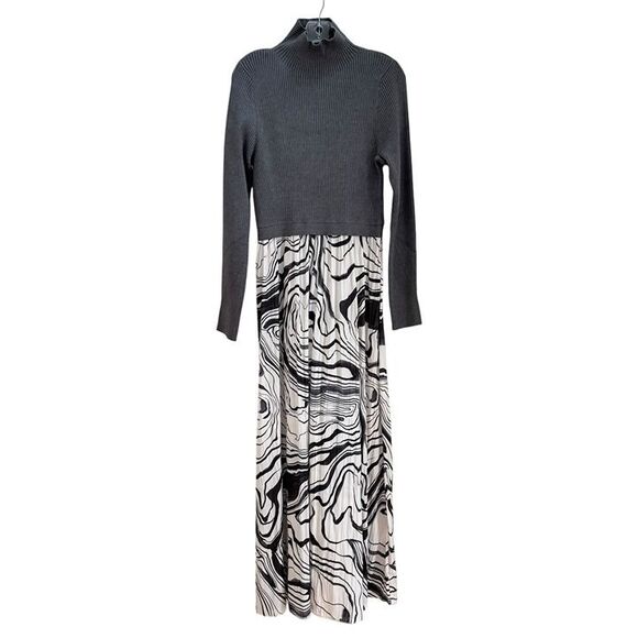Anthropologie Thea Twofer Sweater Maxi Dress Womens Large Grey White Black NWT - Picture 5 of 12